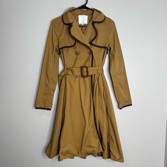 Anthropologie Jackets & Blazers - Anthropologie ett:twa Marley Belted Trench Coat Tan Brown Trim Pockets Size 0